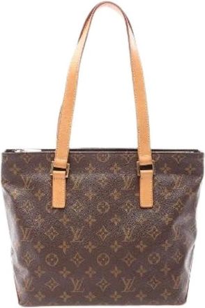 Louis Vuitton Vintage, unisex, Bruin, ONE Size, Leer, Pre-owned Cabas Piano Monogram Coated Canvas Shoulder Bag