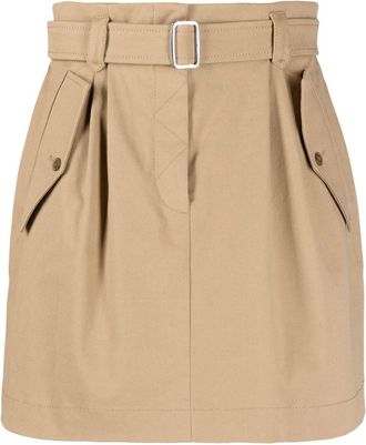 Alberta Ferretti belted-waist cargo-pocket skirt - women - Cotton/Spandex/Elastane/Cupro - 36 - Neutrals