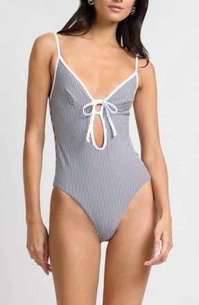 Onia Soleil One-Piece Swimsuit in Noir Navy/White at Nordstrom Rack, Size Large