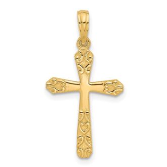 Diamond2Deal 14k Yellow Gold Fancy Cross Charm Pendant