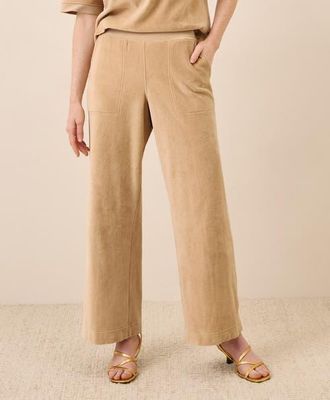 Pact Organic Cotton Pure Velour Wide Leg Pant in Sesame at Nordstrom, Size Xx-Large 26