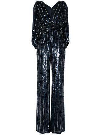 Jenny Packham Boogie sequin-embellished jumpsuit - Blue