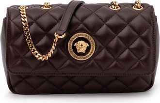 Versace Brown Quilted Leather Shoulder Strap Womens Bag