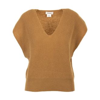 KANGRA Kameel Sweater Vest Gesloten - Dames - V-hals truien - Bruin - S - Truien & Vesten
