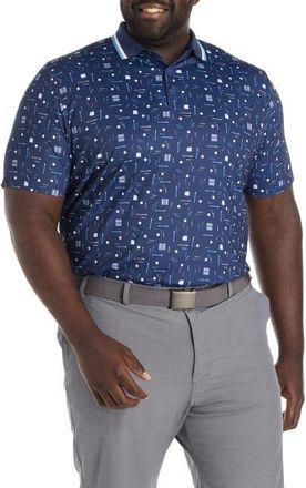 Callaway Big & Tall Printed Performance Polo Shirt in Peacoat at Nordstrom, Size Xx-Large
