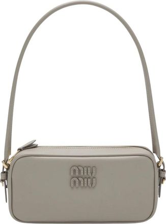 Miu Miu Leren Pouch - Dames - Schoudertassen - Grijs - ONE Size - Katoen - Tassen
