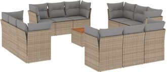 vidaXL Juego De Sof&aacute;s Jard&iacute;n Con Cojines Beige Mezcla 13 Pzas Rat&aacute;n Pe Vidaxl