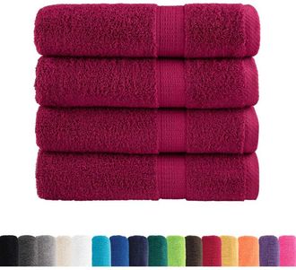 vidaXL Toallas De Ba&ntilde;o Solund 4 Unidades Burdeos 100x150 Cm 600 Gsm Vidaxl