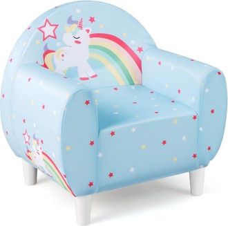 Costway Divano per Bambini a Forma di Unicorno 55 x 40 x 55cm, Poltrona Imbottita con Tessuto Elastico Traspirante e Riempimento in Spugna, Mobile