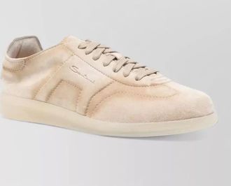Santoni lace up low top suede sneakers rubber sole