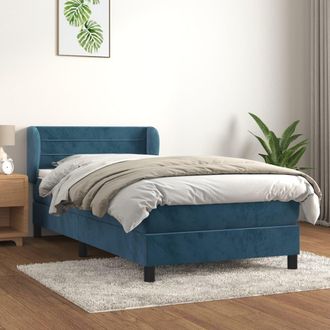 vidaXL Cama Box Spring Con Colch&oacute;n Terciopelo Azul Oscuro 100x200 Cm Vidaxl