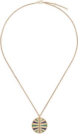 Yvonne Léon 9K Gold Backgammon Diamond Necklace - Womens - 9kt Gold/Grey Diamond/Malachite/Lapis Lazuli