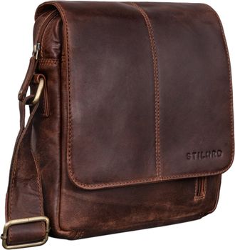 STILORD Matt Small Mens Bag Leather Shoulder Messenger Handbag Vintage Man Purse Leather Cross Body-Bag for 9.7 Tablets Satchel Genuine Leather, Colour:kansas