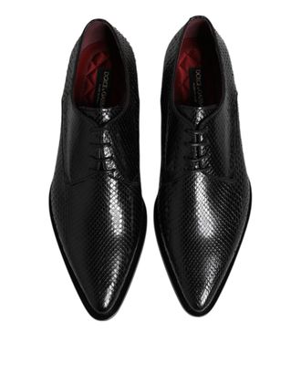 Dolce & Gabbana Black Leather Lace Up Dress Men Derby Shoes Python