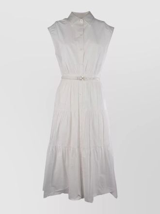 Michael Kors tiered dress belted waist sleeveless design