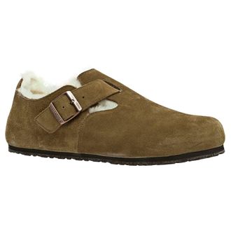 Birkenstock London Shearling Suede Unisex Slip On Shoes - Shearling Tea - Size:UK 5.5