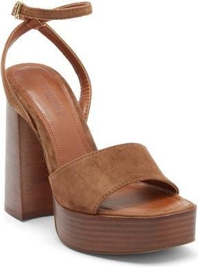 Steve Madden Floria Platform Ankle Strap Sandal in Chestnut Suede at Nordstrom Rack, Size 8.5