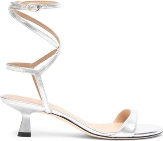 Stuart Weitzman Nudist Wrap 50 Sandalen - Dames - Sandalen met hakken - Grijs - 37 EU - Leer - Schoenen