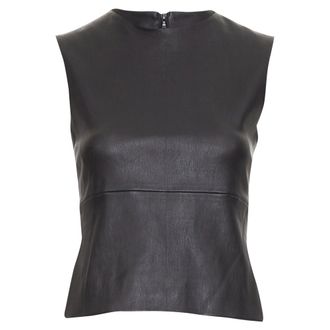 The Row leather stretch minimal seam sleeveless top