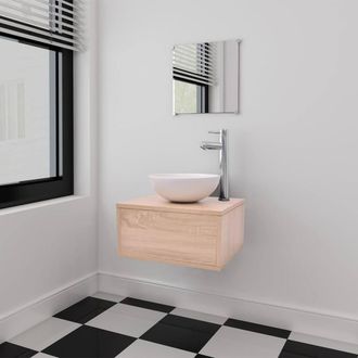 Berkfield Home Four Piece Bathroom Furniture Set with Basin with Tap Beige