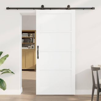 Berkfield Home Sliding Door with Hardware Set ORKDALWhite Solid Wood Pine in White