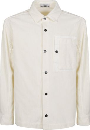 Stone Island Overshirt Relaxed-Fit White Cotton Jacket