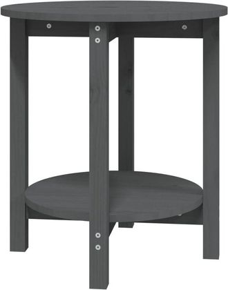 vidaXL Mesa de centro de madera maciza de pino gris Ø55x60 cm vidaXL