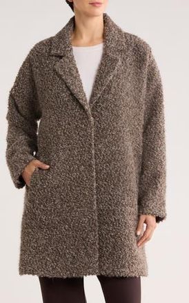 Eileen Fisher Alpaca & Wool Blend Faux Shearling Coat in Rye at Nordstrom Rack, Size X-Large
