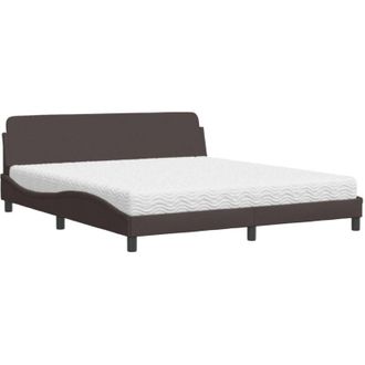 vidaXL Vidaxl - Cama Con Colch&oacute;n De Tela Marr&oacute;n Oscuro 180x200 Cm