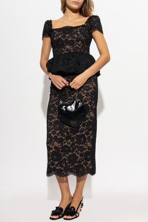 Self Portrait Lace Midi Dress, Womens, Black