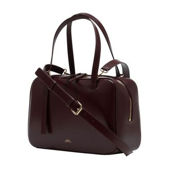 A.P.C. Womens Virginie Box Top Handle Bag Burgundy Calfskin