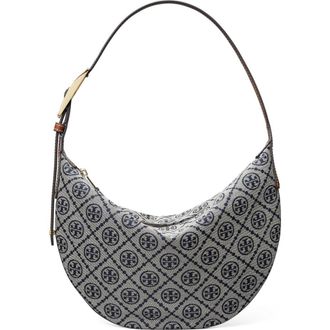 Tory Burch Small T Monogram Jacquard Balloon Bag in Tory Navy at Nordstrom