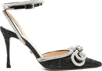 Mach & Mach Zwarte Glitter Hoge Hakken - Dames - Pumps - Zwart - 36 1/2 EU - Schoenen