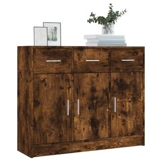 Berkfield Home Sideboard Smoked Oak 91x28x75 cm Engineered Wood in Brown | Size: 91 x 28 x 75 cm