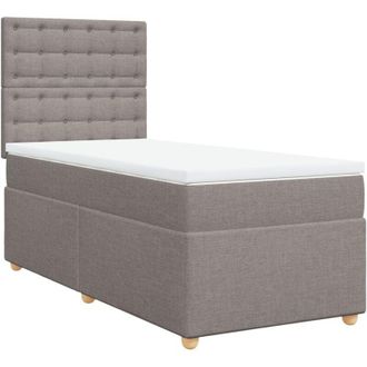 vidaXL Cama Box Spring Con Colch&oacute;n Tela Gris Taupe 90x190 Cm Vidaxl