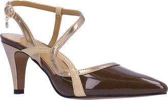 J. Rene&eacute; Aldonsa Ankle Strap Pointed Toe Pump in Brown/Champagne/Nude at Nordstrom, Size 5.5