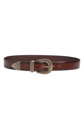 Treasure & Bond Moxie Western Leather Belt in Brown Malicacia- Silver at Nordstrom, Size Medium
