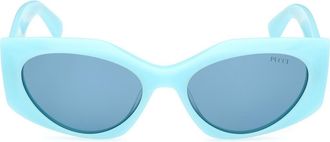 Emilio Pucci Geometric 55mm Sunglasses in Shiny Light Blue /Blue at Nordstrom