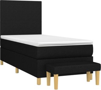 vidaXL Cama Box Spring Con Colch&oacute;n Tela Negro 80x200 Cm Vidaxl