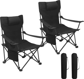 Woltu Woltu Sedia Pieghevole Campeggio. Set Di 2. Sedie Richiudibili Sedia Da Pesca Leggera E Portatile. Max Portata 150 Kg Nero
