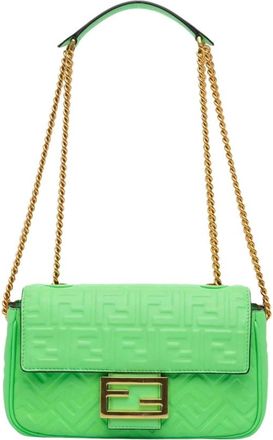 Fendi Pre-owned Zucca Embossed Chain Midi Baguette - - Pre-owned - Donna - Verde - ONE SIZE