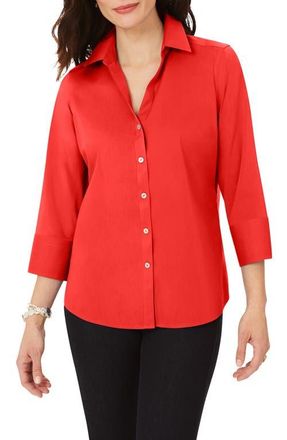 Foxcroft Mary Button-Up Blouse in Simply Red at Nordstrom, Size 12
