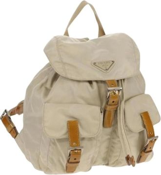 Prada Pre-owned Backpacks, female, Beige, Size: ONE SIZE Pre-owned Nylon Backpack