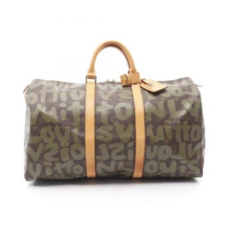 Louis Vuitton Brown Khaki Coated Canvas Leather Boston Bag (Pre-Owned)