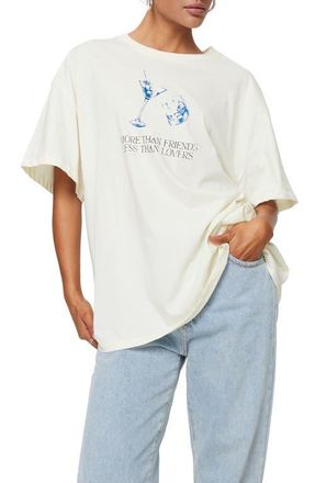 Princess Polly More than Friends Oversize Organic Cotton Graphic T-Shirt in Off White at Nordstrom, Size X-Small