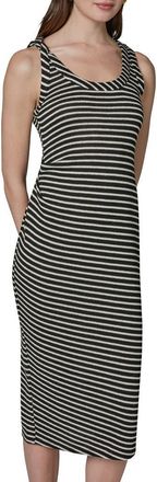 DKNY Sleeveless Body-Con Midi Dress in Black Cream at Nordstrom, Size X-Large