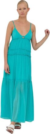 Patrizia Pepe Flared Maxi Jurk - Dames - Maxi kleedjes - Groen - XS - Polyester - Kleedjes