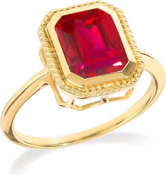Tiramisu 14K Gold Plated Over 925 Sterling Silver Crimson Command Twisted Created Ruby Ring
