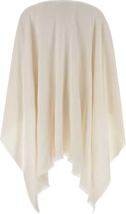 Fendi Womens Riga Cape Beige Virgin Wool Silk Capes