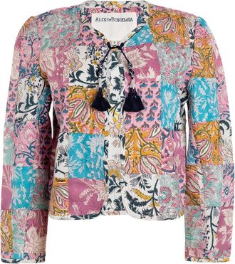 Alix of Bohemia patchwork tassels cropped jacket - Roze